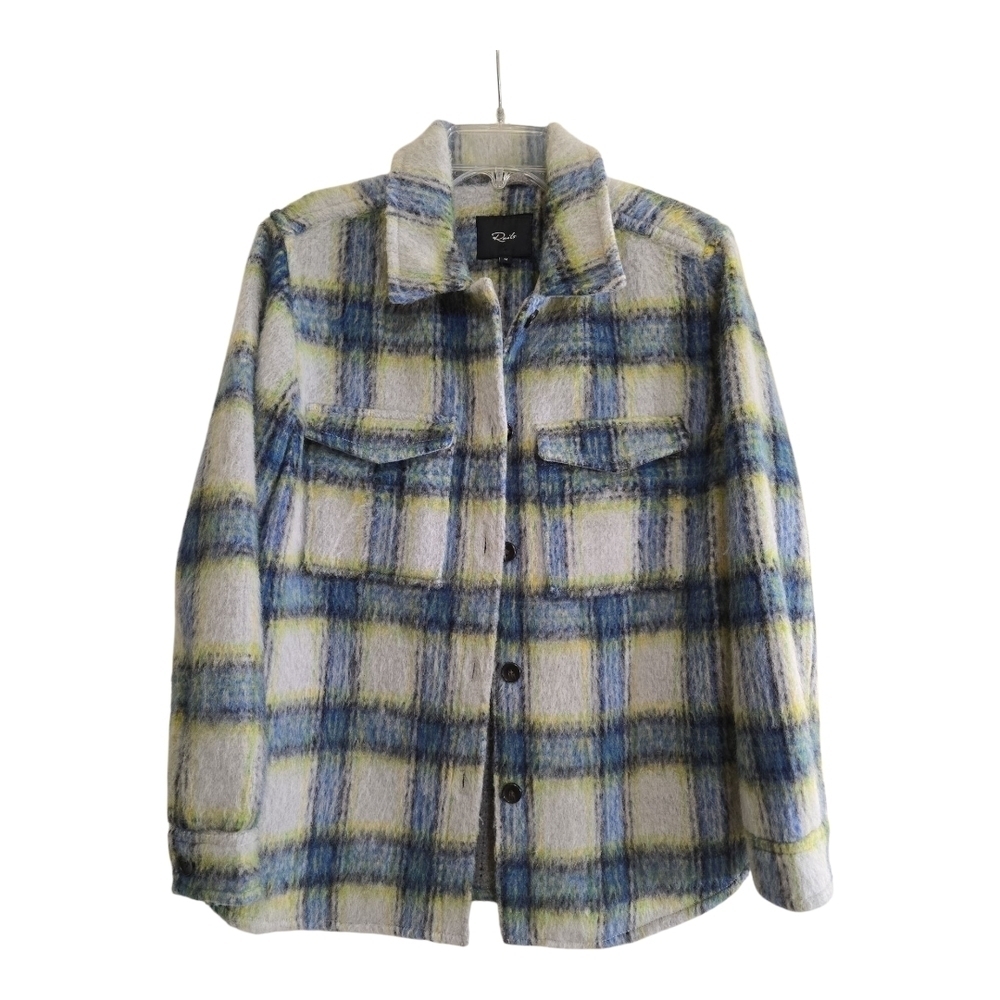 Rails Turner Long Sleeve Shacket Coat Medium Cobalt Lime Wool Cotton Blend - Picture 6 of 12